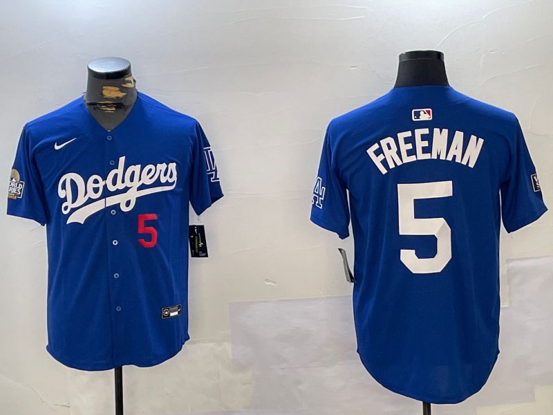Men Los Angeles Dodgers 5 Freeman Blue Game 2024 Nike MLB Jersey style 11212